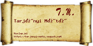 Tarjányi Máté névjegykártya